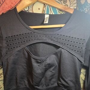 Black Cutout Crop Knit Top